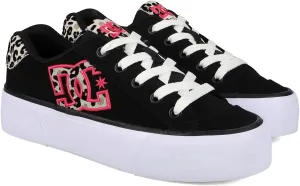 DC Shoes Women's Chelsea Platform Sneaker, Black/Pink/Leopard, 9