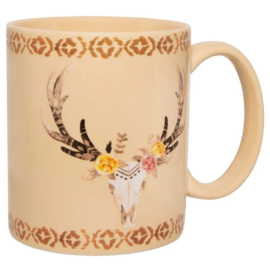 Desert Skull Mug & Cactus Blooms Coaster Set