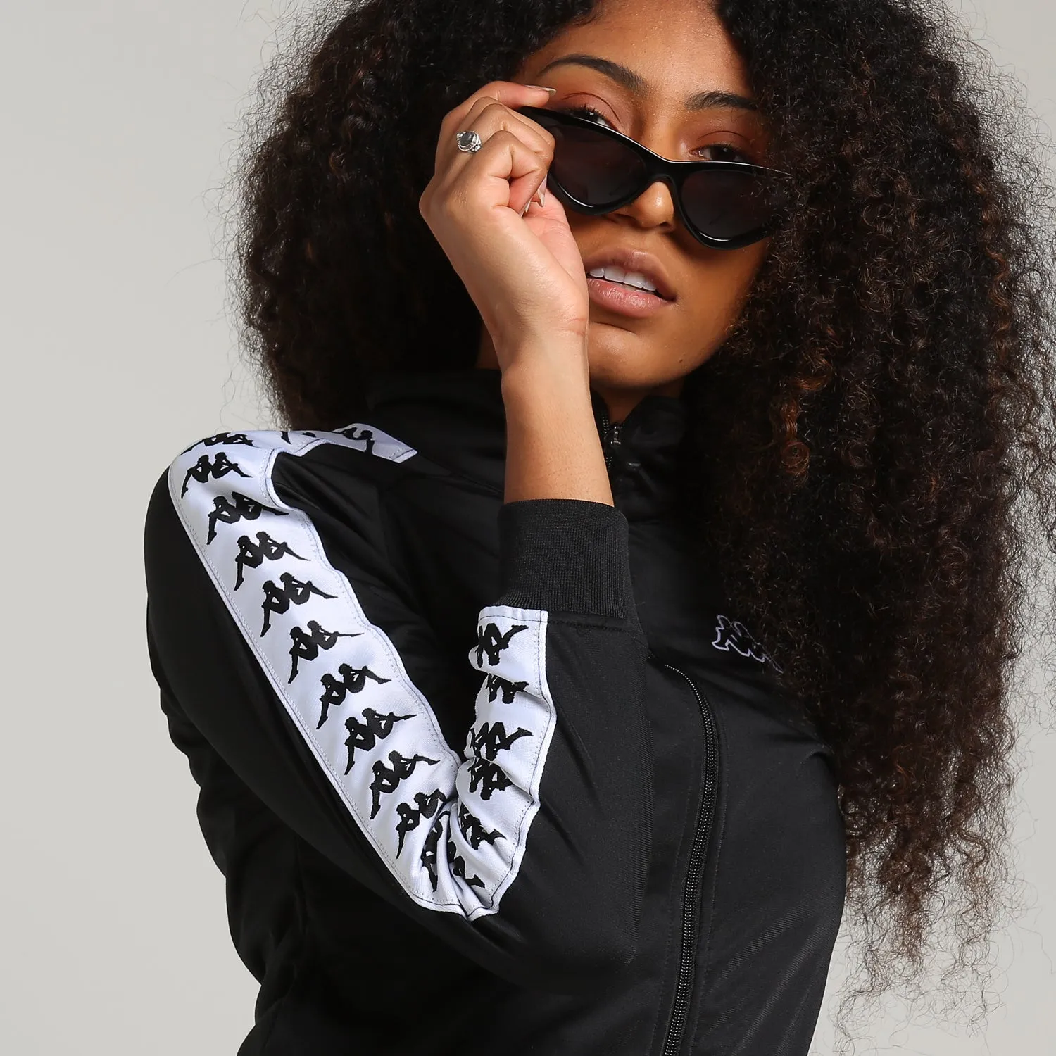 Kappa Women's 222 Banda Wanniston Jacket Black/White/Black