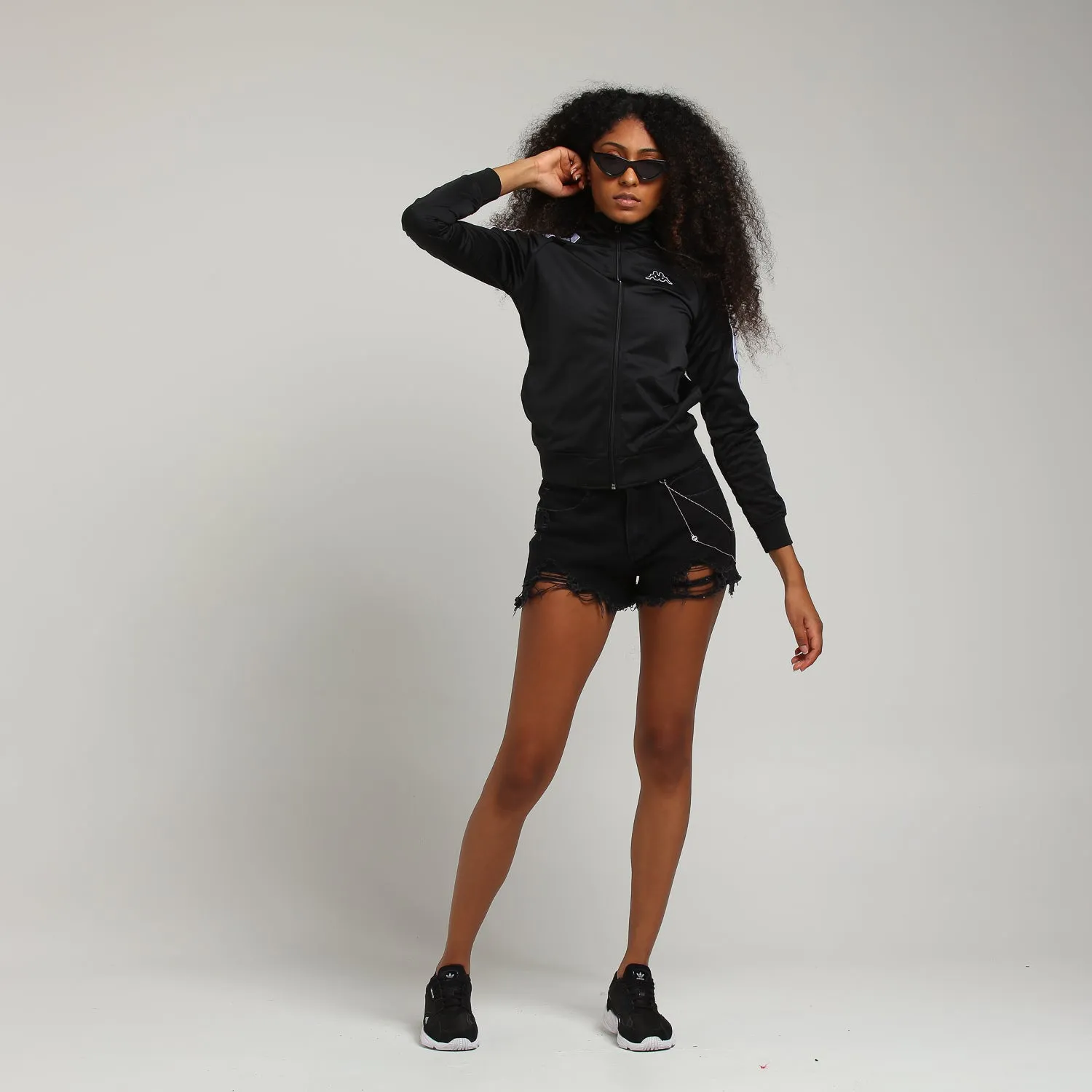 Kappa Women's 222 Banda Wanniston Jacket Black/White/Black