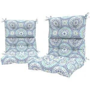 LVTXIII Outdoor High Back Patio Chair Cushion 44''X24''X4'' Delancey Lagoon（Set of 2）