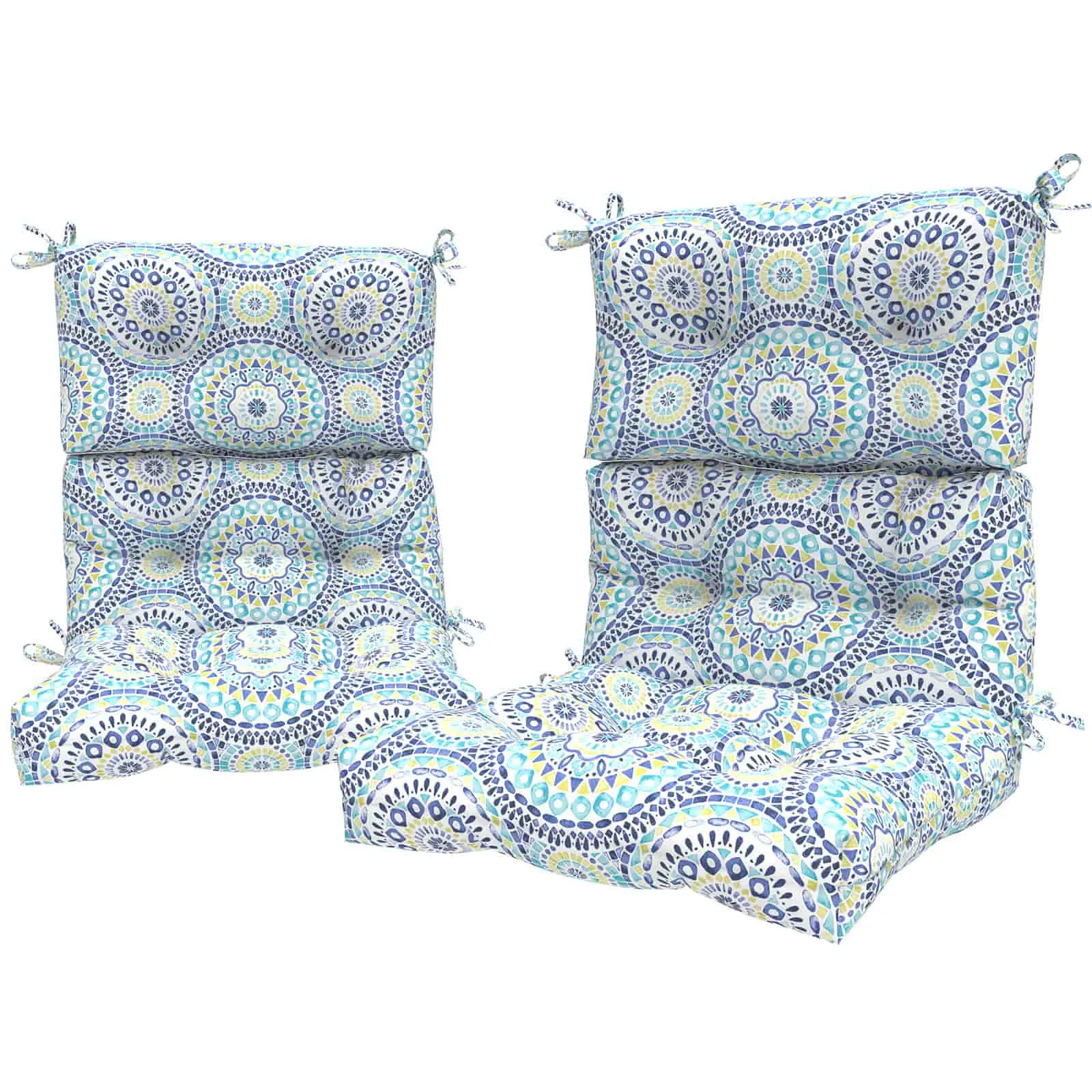 LVTXIII Outdoor High Back Patio Chair Cushion 44''X24''X4'' Delancey Lagoon（Set of 2）