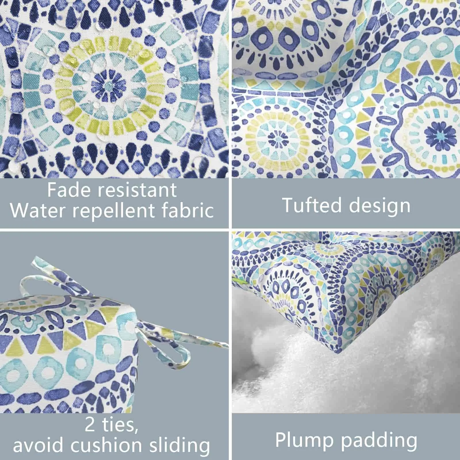 LVTXIII Outdoor High Back Patio Chair Cushion 44''X24''X4'' Delancey Lagoon（Set of 2）