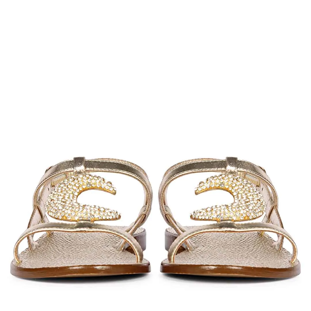 Saint Daisy Gold Leather Flat Sandal