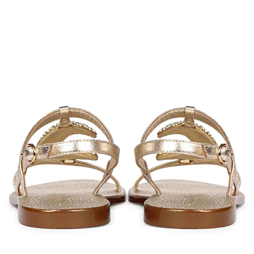 Saint Daisy Gold Leather Flat Sandal